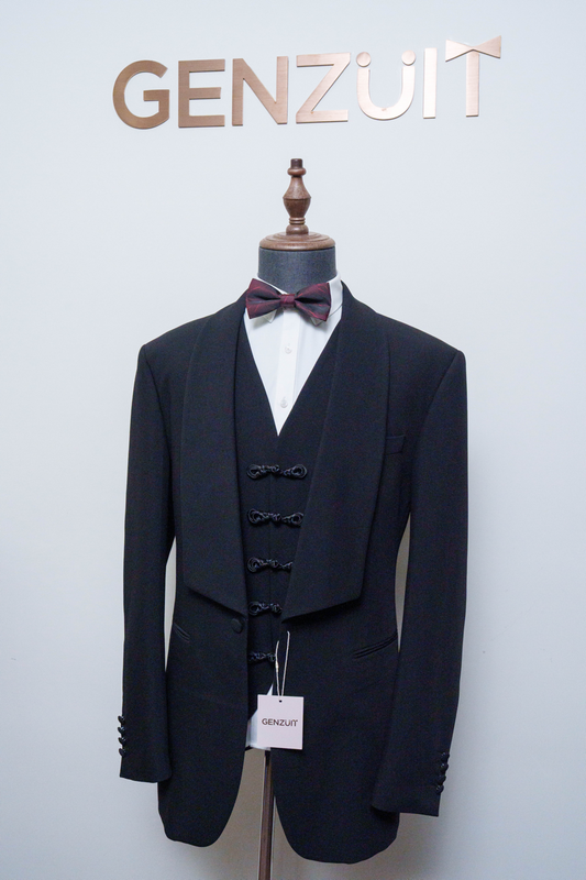 GENZUIT LUXURY 極致純黑 雙排扣 緞面戧駁領 晚禮服